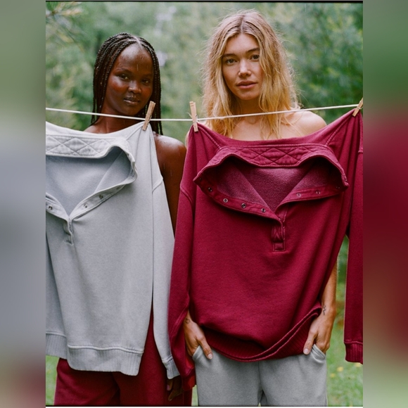 Aerie OH SNAP Sweatshirt Red Medium Deep Cherry NWT - Picture 6 of 10